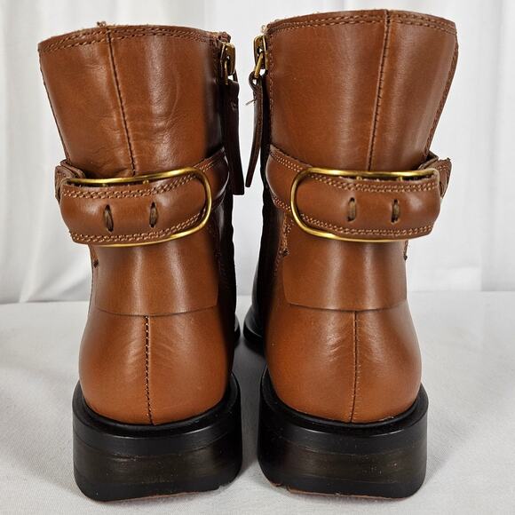FRANCO SARTO ELESE LEATHER ANKLE BOOTS – WOMEN'S SIZE 8M – COGNAC – NEW WO BOX - Picture 3 of 11